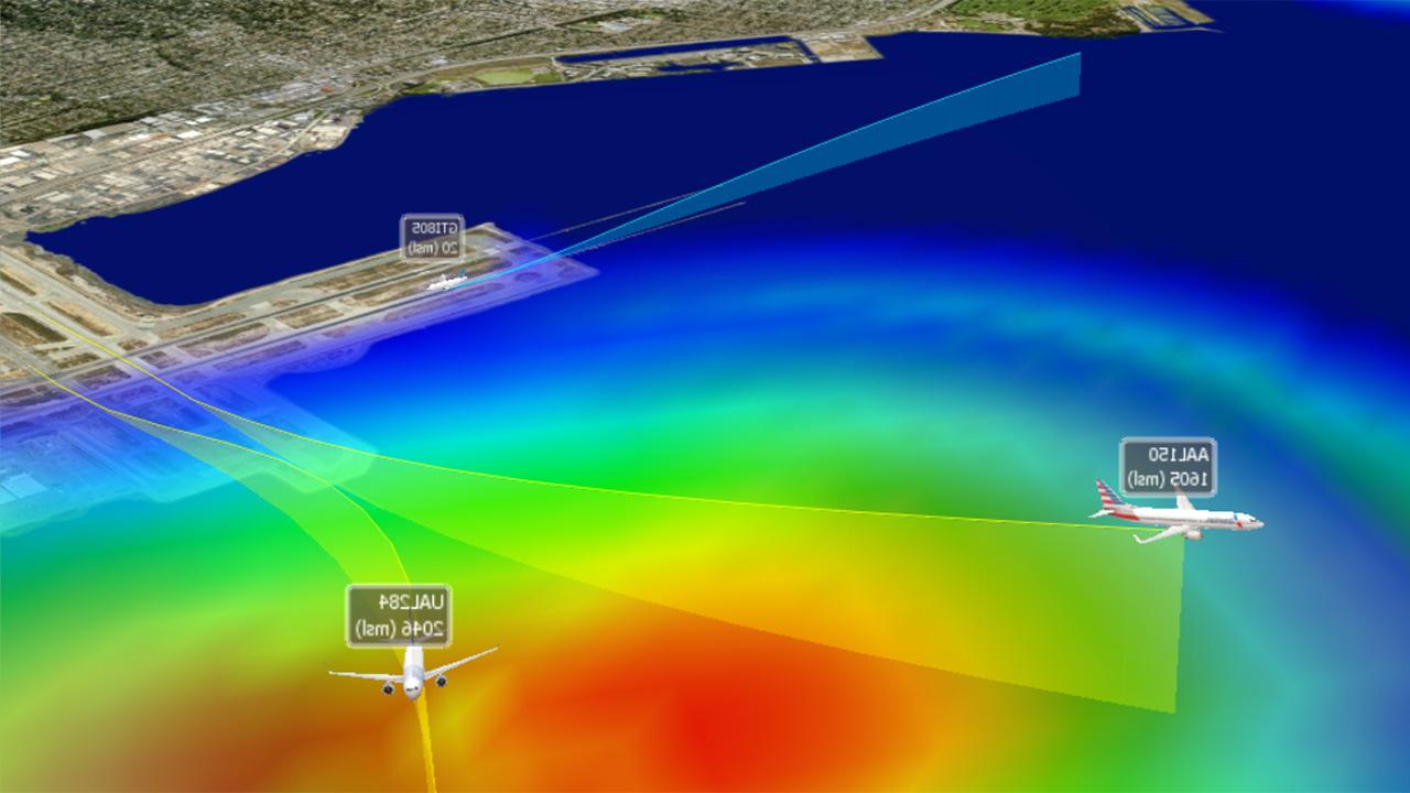 Map with 3D aviation path generated by Tetra Tech’s Volans software