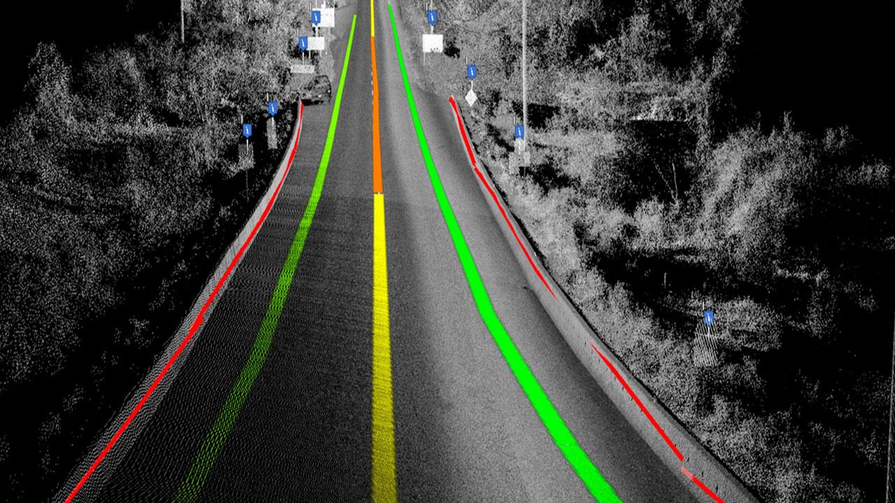 LiDAR Point Cloud with Road Corridor Assets Extraction (paint lines, pavement width, signs)