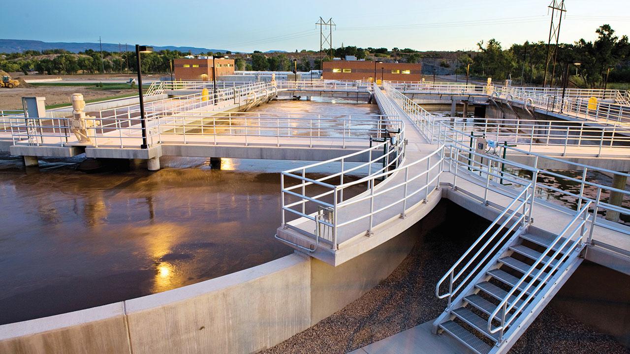 Evening view of the New Regional Wastewater Treatment Plant for Clifton Sanitation District, Colorado